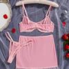 New European and American Popular Mesh Three-piece Set, Sexy Erotic Underwear, Hot Perspective Temptation, High-end, High-quality Pajamas