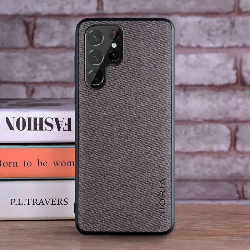 Husa pentru Samsung Galaxy S23 S24 S21 S22 Ultra Plus FE 5G coque Husa din piele textila de lux pentru husa samsung s22 ultra