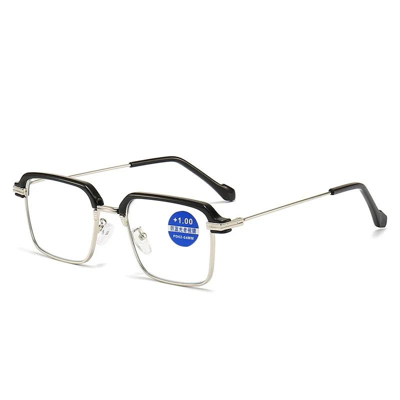 Men Anti-Blue Light Glasses Pochromic Half Frame Eye Protection Presbyopic Glasses Ultra Light Computer Eyeglasses