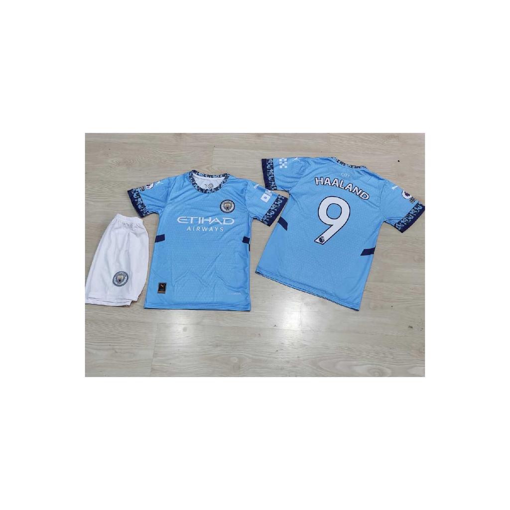 Menchesteer Cityy Haaland Blue Kids Jersey Set Of 4 Socks Bracelet Sat07