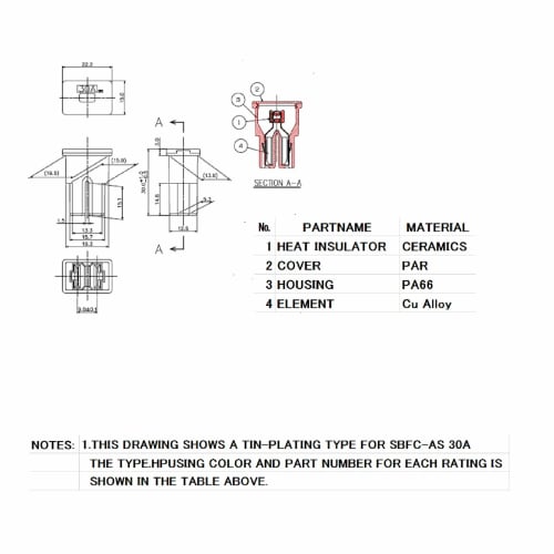 PT902 3037 (SBFC-AS) Slow Blow Fuse, 30A, 5 Pieces