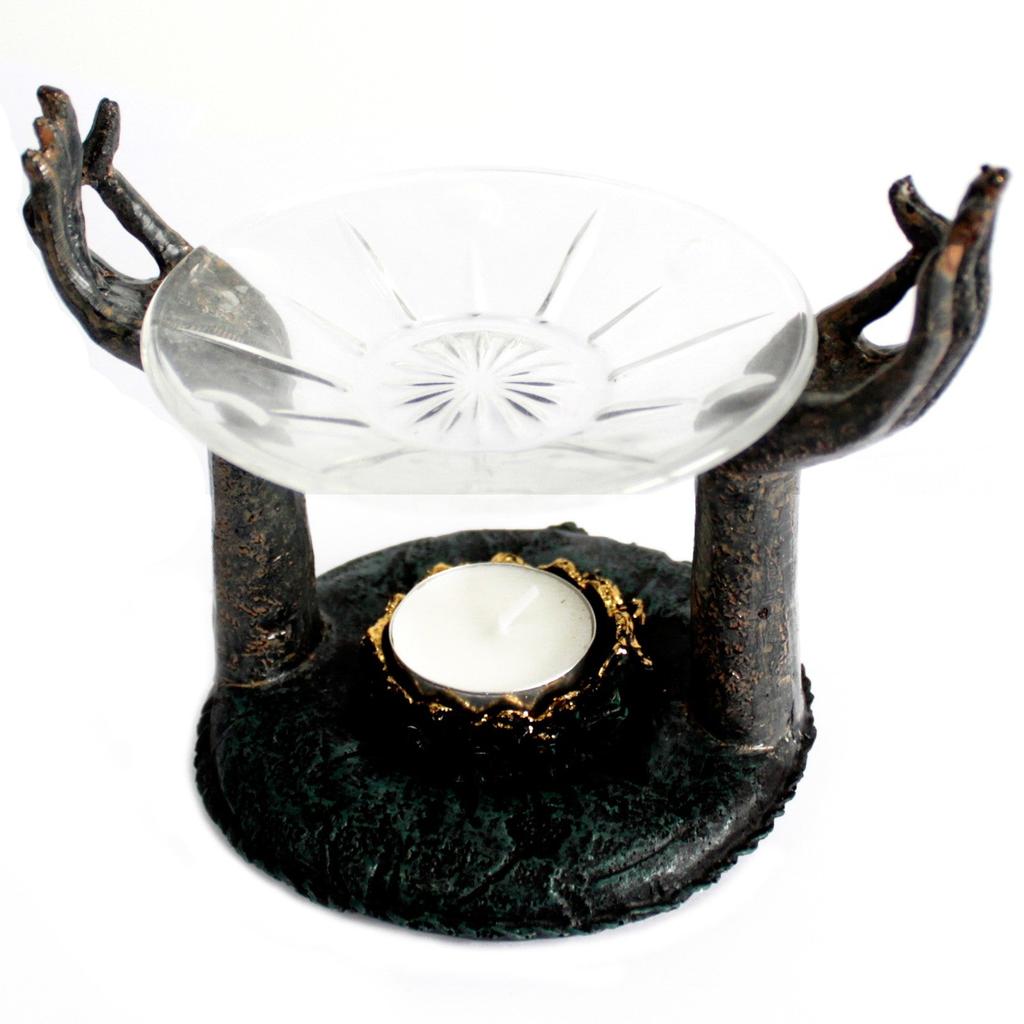 Oil Burner Buddha Om Hands Antique