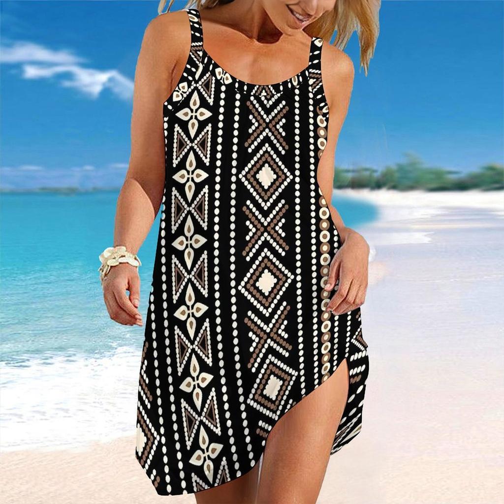 Women's Beach Dress Mini Dress Tropical Scenery Print Casual Modern Dress Sleeveless Loose Fit Outdoor Daily Summer