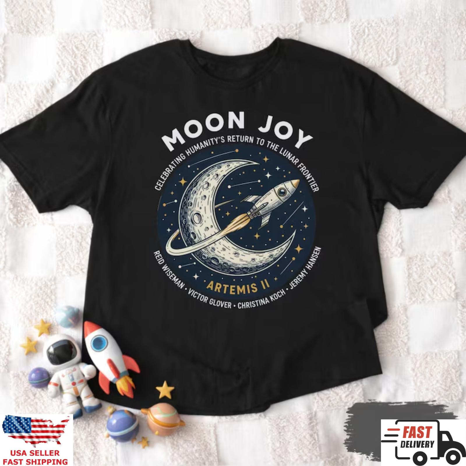 Moon Joy Space Shirt Retro Rocket Lunar Mission Graphic Tee XXXXL