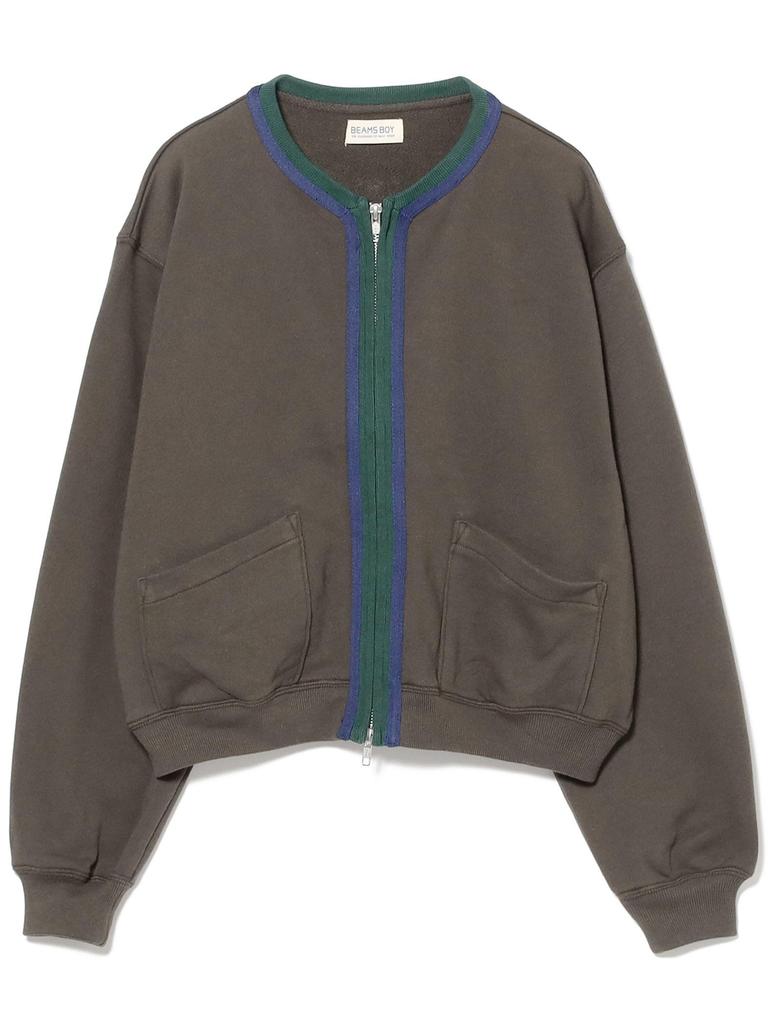 Beams Boy Women's Three-Tone Sweatshirt Cardigan In CHARCOAL.G, One Size