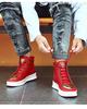 2025 Autumn/Winter Men's High-Top Martin Boots Leather Sneakers Korean Style Casual Street Dance Trend
