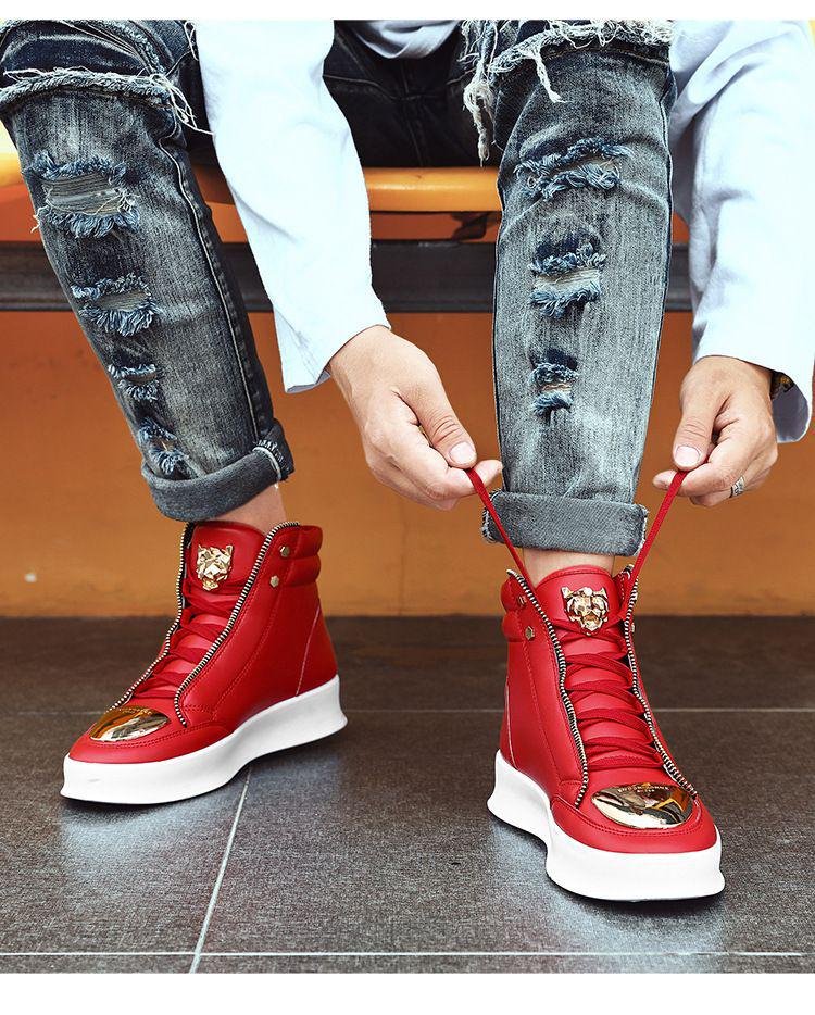 2025 Autumn/Winter Men's High-Top Martin Boots Leather Sneakers Korean Style Casual Street Dance Trend