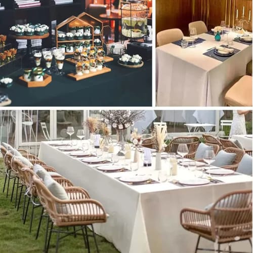 FANIVIN Polyester Tablecloth, Rectangular, Dining Table Cover, Suitable for Hotels, Restaurants, Weddings, Parties, Plain, Simple, White, Selectable S