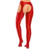 Damskie Rajstopy Bez Krocza Błyszczące Rajstopy Średnio Wysoki Stan Styl Wycięty Elastyczny Pas Wąskie Legginsy