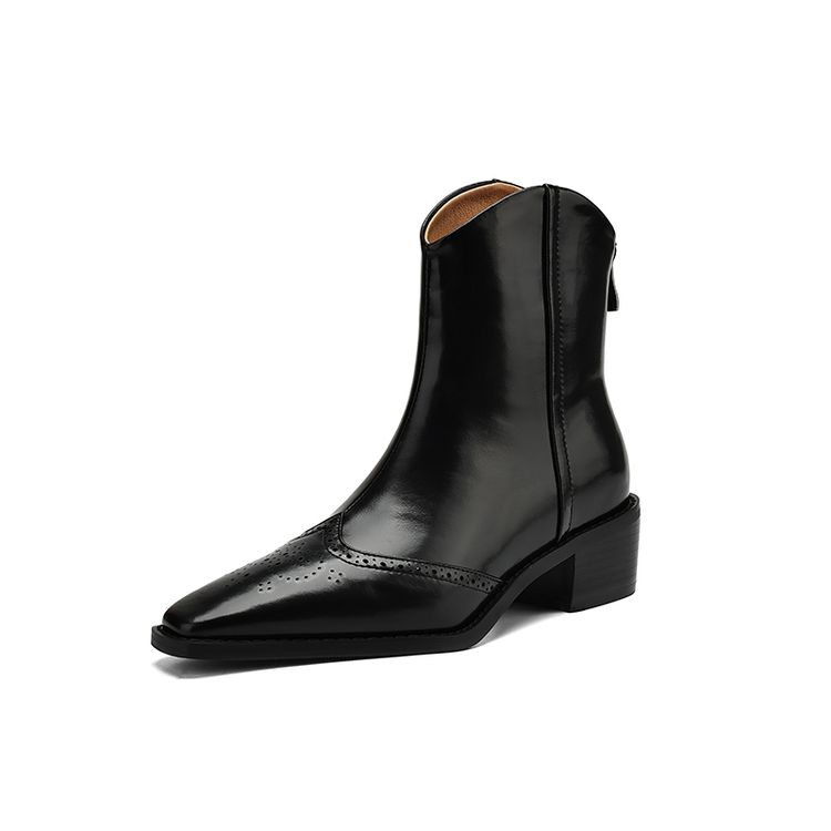 Divat Új Őszi Téli Hasított Bőr Női Csizma Cipő Nőknek Négyzetes Orral Divatos Brogues Kialakítások Rövid Csizma Kézzel Készített Western Csizma