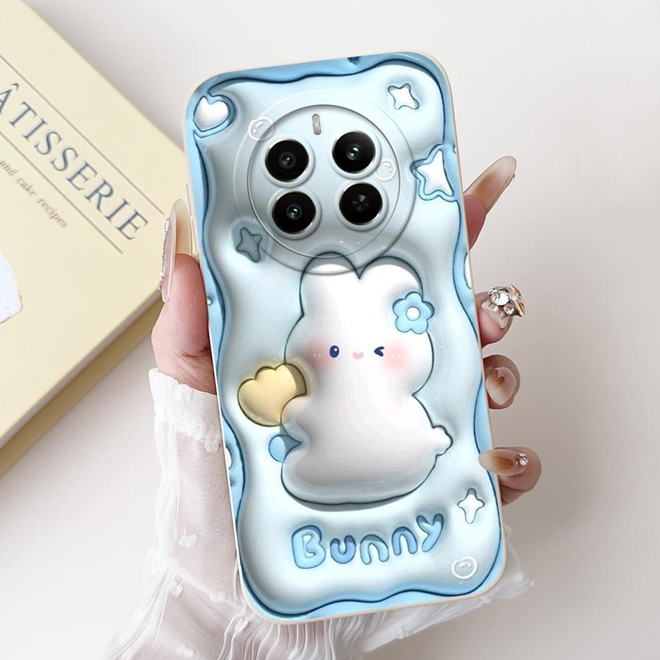 Für Realme 12 Pro+ 12Pro 5G Handyhülle Realme 12 Pro Plus 5G Elegante Blumige Katze Bemalt Weiches Silikon Schlichte Stoßfeste Hüllen