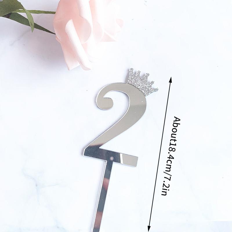 INS 0-9 Number Acrylic Mirror Cake Toppers For Kids Adults Birthday Party Supplies Wedding Anniversary Days Cake Decorations