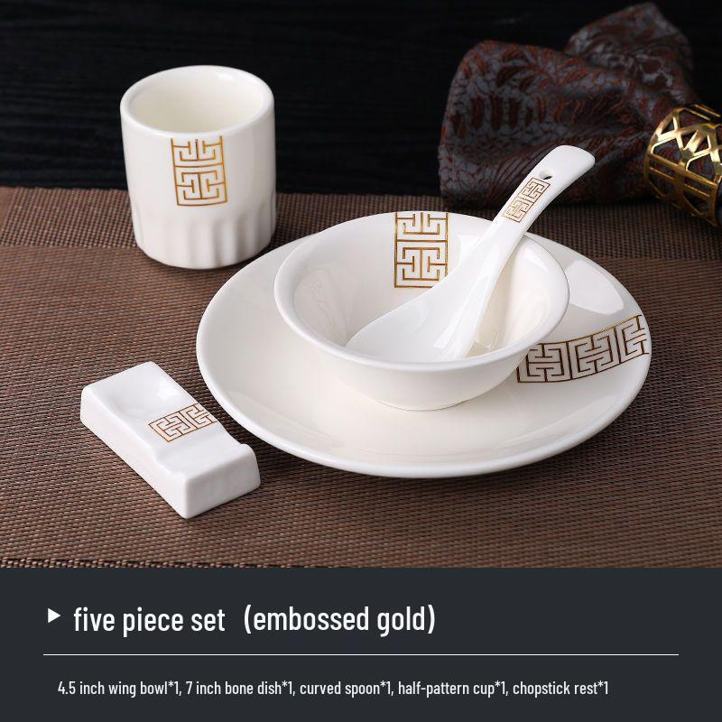 Luxury Three-Piece Hotel Tableware Set: Plates, Bowls, and Cups for Hotels, Restaurants, or Home.