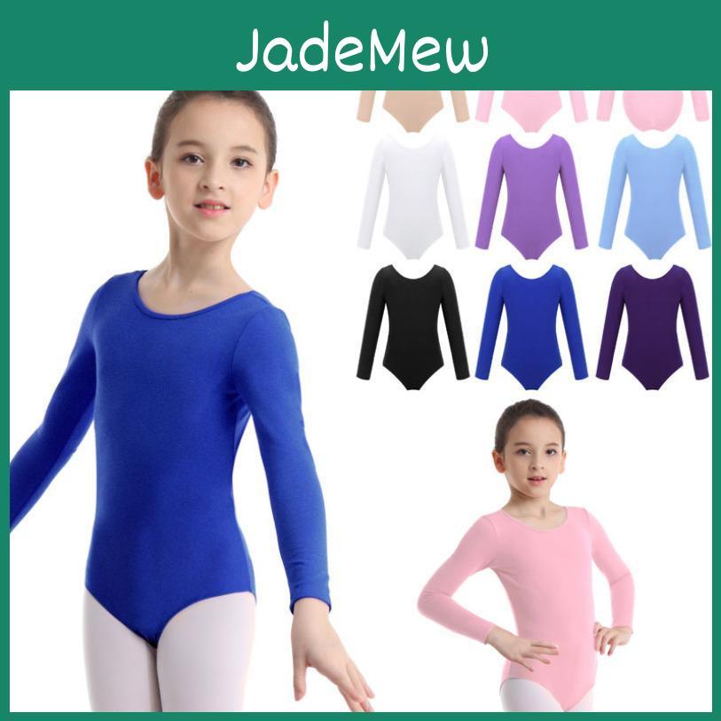 Kids Girls Sleeve Leotard Long Gymnastics Ballet Leotard Jumpsuit Dance Costumes