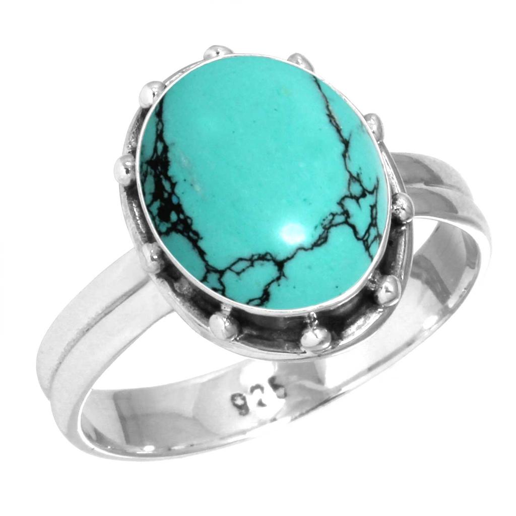 925 Sterling Silver Ring Women Gemstone Handmade Jewelry New Year Gift Blue Green Purple Copper Turquoise Pearl Lapis Mother Of Pearl Solitaire