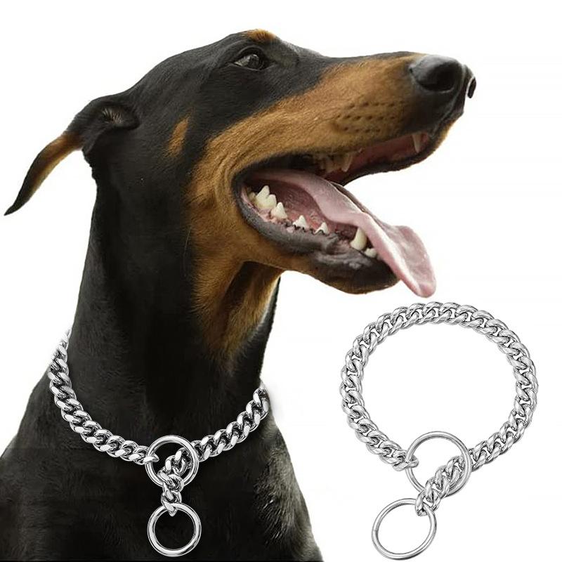 

10MM Stainless Steel Gold Dog Chain Collar Metal Slip P Chain Walking Training Link Chew Proof Pet Chains Collars 2025 10inch(25cm) серебряный