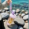 Portable Plastic Large Capacity Fruit Drink Bottles 600ml Water Bottle Transparent Folding Straw Water Bottle SummerWater Bottle