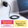 Sanwa Supply AC Charger, USB PD Compatible (Max 65W), with Type-C Cable, ACA-PD91BK