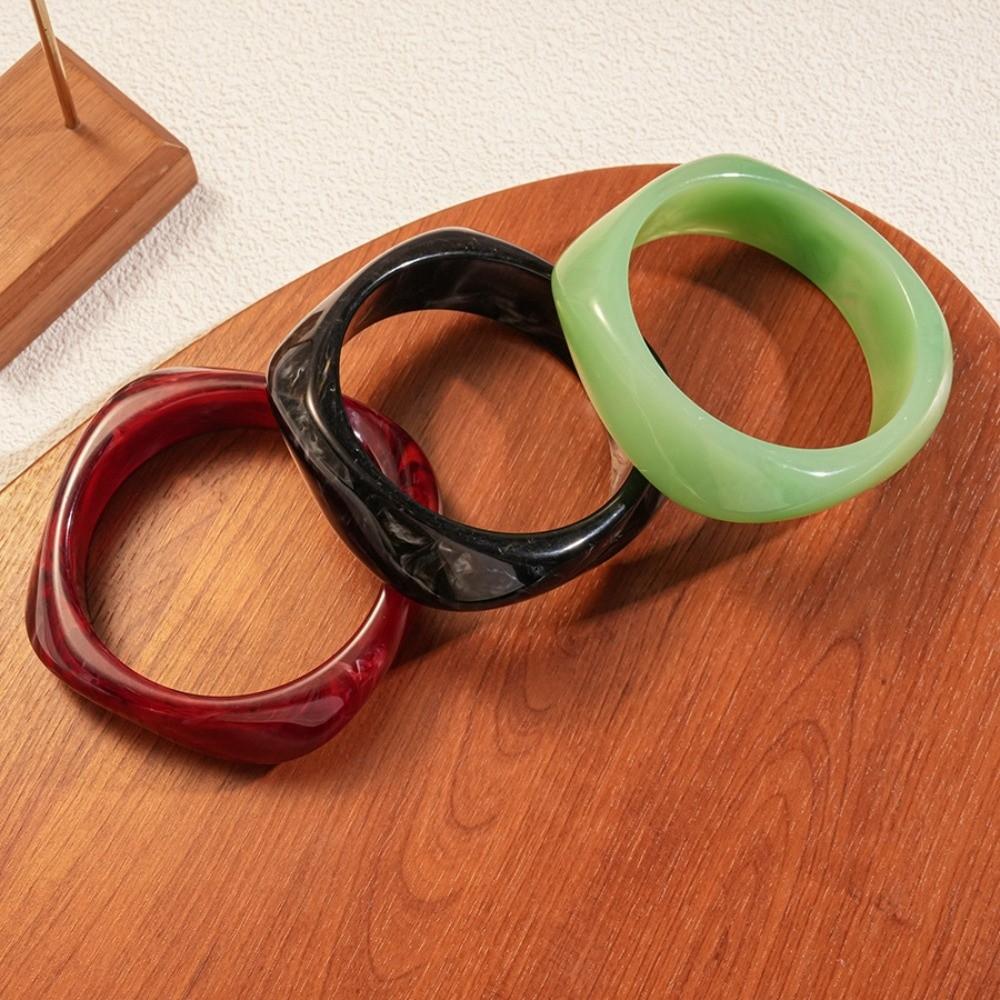 Bohemian Acrylic Bangle Smudging Retro Hand Ring Cute Irregular Wide Bracelet  Decoration