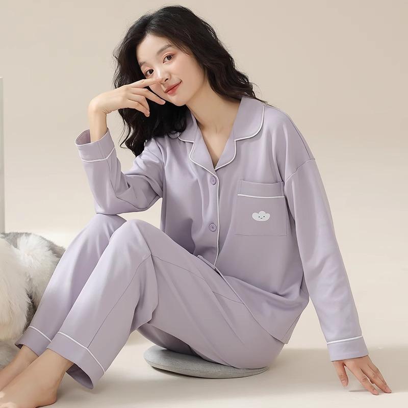 Fresh and sweet wind imitation cotton pajamas women's spring and autumn cute strawberry cardigan long-sleeved women's loungewear set autumn