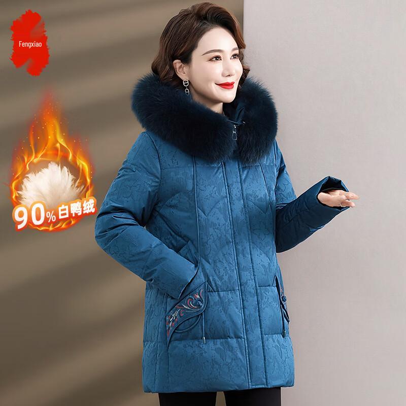 

Женский пуховик средней длины с утеплителем на зиму и большим меховым воротником XL