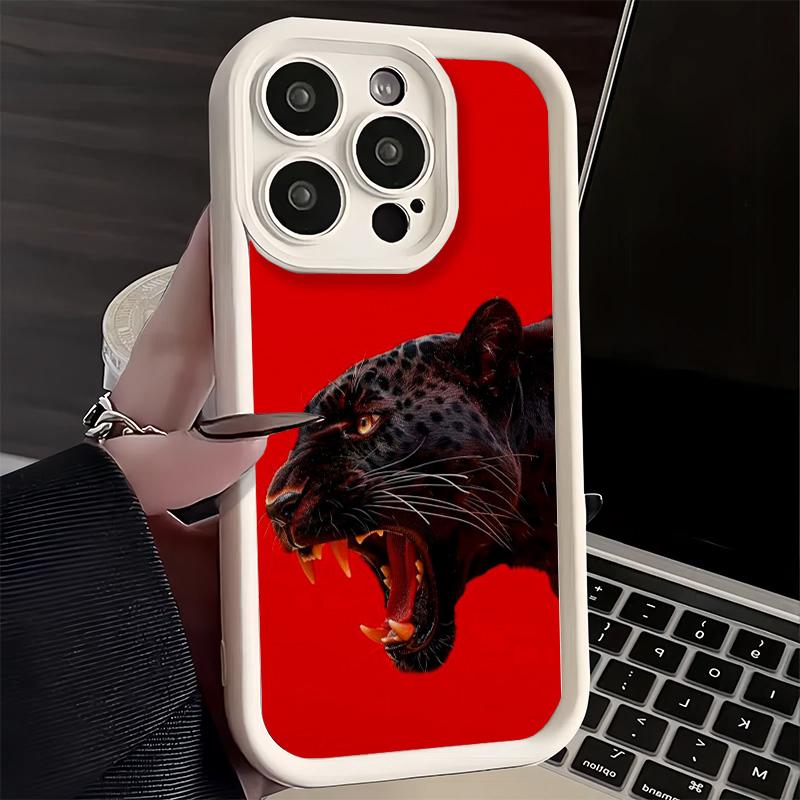 

Phone Case for iPhone 17 Air 16E 15 16 Pro Max Black Panther Cool Animal Cover 14 Plus 13 12 Mini Soft Shell Silicone Fundas iPhone 15 Plus