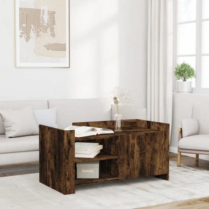 VidaXL Coffee Table Smoked Oak 100x50x50 Cm Engineered Wood, Side Table, Living Room Table, Accent Table, End of 848364