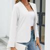 Women's Casual Open Front Blazer Jacket Long Sleeve Solid Color Lapel-less Slim Fit Lightweight Office Cardigan Outerwear for Ladies