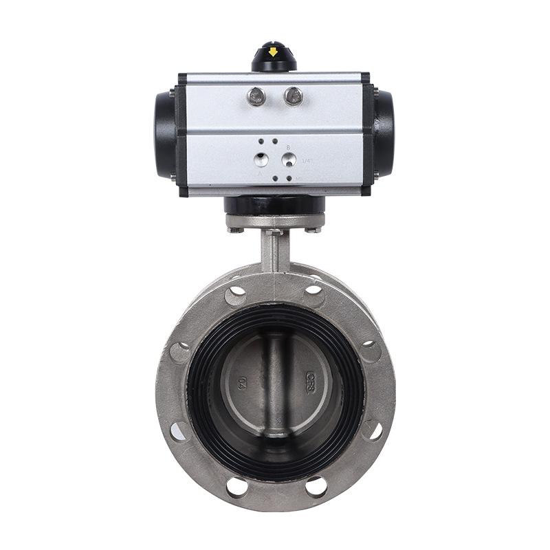 Stainless Steel Pneumatic Flanged Butterfly Valve for Sewage Treatment, Ductile Iron, EPDM, D641X-16Q