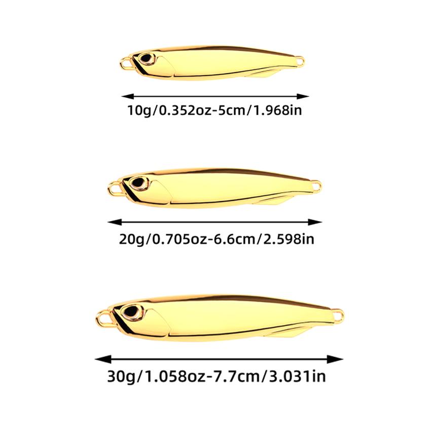 30pcs Plating Metal Cast Jig Spoon 10/20/30g Shore Casting Jigging Fish Sea Bass Fishing Lure Artificial Bait Tackle