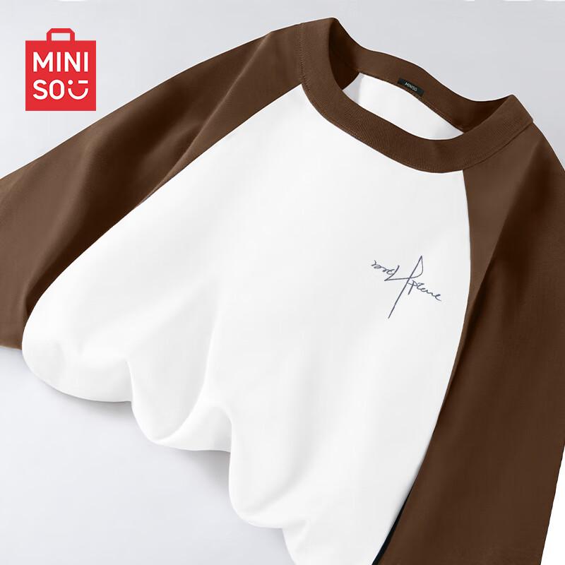 MINISO Men s Colorblock Long Sleeve Round Neck T-Shirt XL