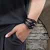 Vintage Lær Armbånd Armmansjett Goth Metall Armbånd Skjult Spenne Justerbar Gotisk Punk Armbånd Herresmykker