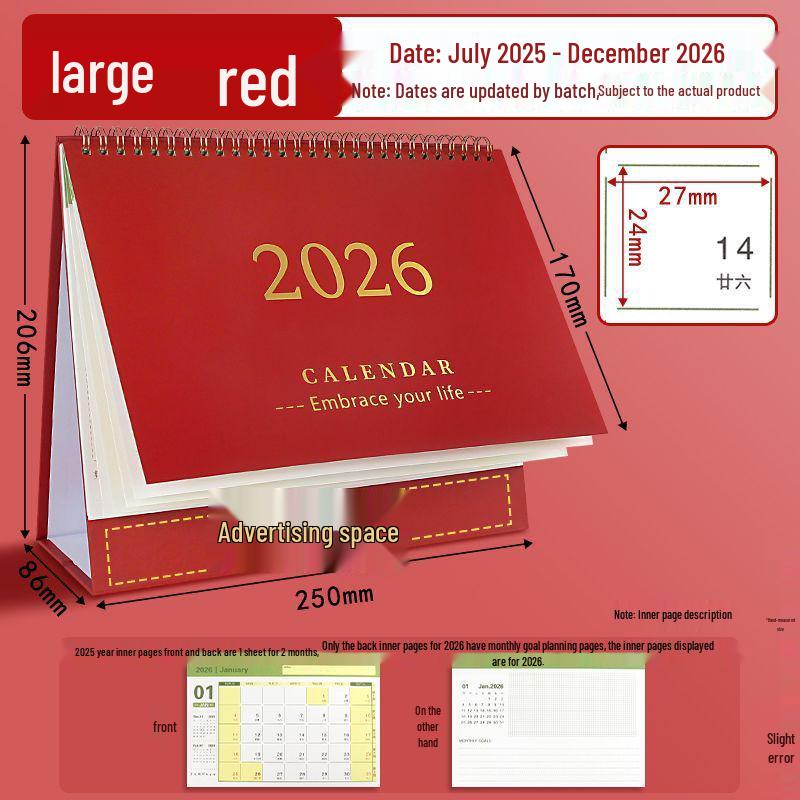 2025-2026 Desk Calendar: Monthly Planner & Memo Organizer