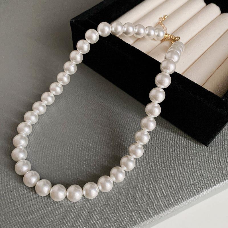 French round long multi-layer pearl ingot necklace temperament collarbone chain sweater chain necklace jewelry women