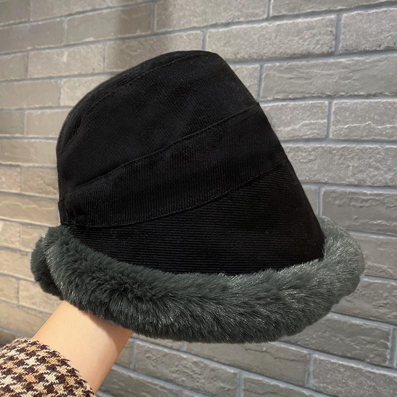 Winter New Burr Bucket Hat Women's Outdoor Plush Warm Fashion Plush Bucket Hat