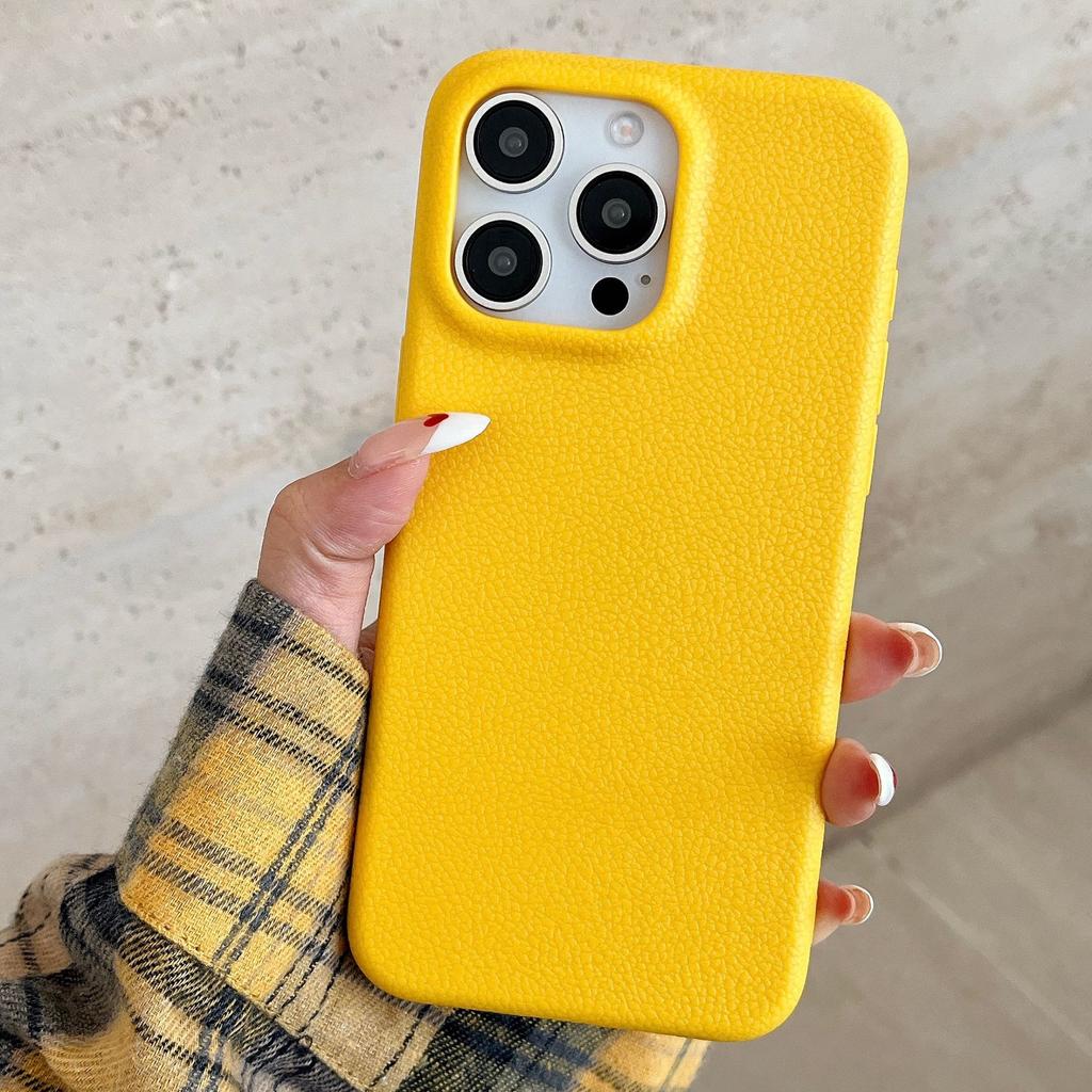 Niche High-end Sense Suitable for IPhone17 Solid Color Leather Pattern Apple 16 Mobile Phone Case 13 12 Soft Shell 11