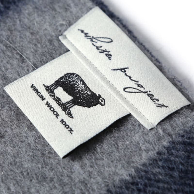 White Project PATTERN VIRGIN WOOL MUFFLER_NAVY