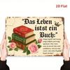 Vintage German Flower Quote Metal Wall Poster for Living Room