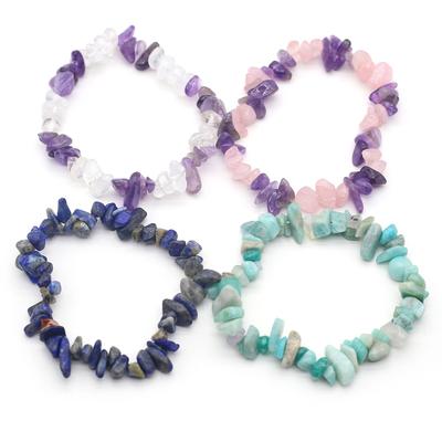 Lot de 1 bracelet en pierre naturelle en cristal irrégulier améthyste agate fluorite bleu turquoise opale bracelets pour bijoux pour femmes hommes 19 cm