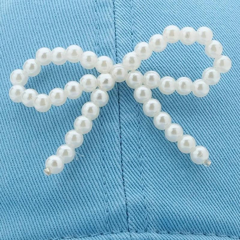 Pearl Bow Breathable Baseball Hat Girl Adult Sports Hat Outdoor Activity
