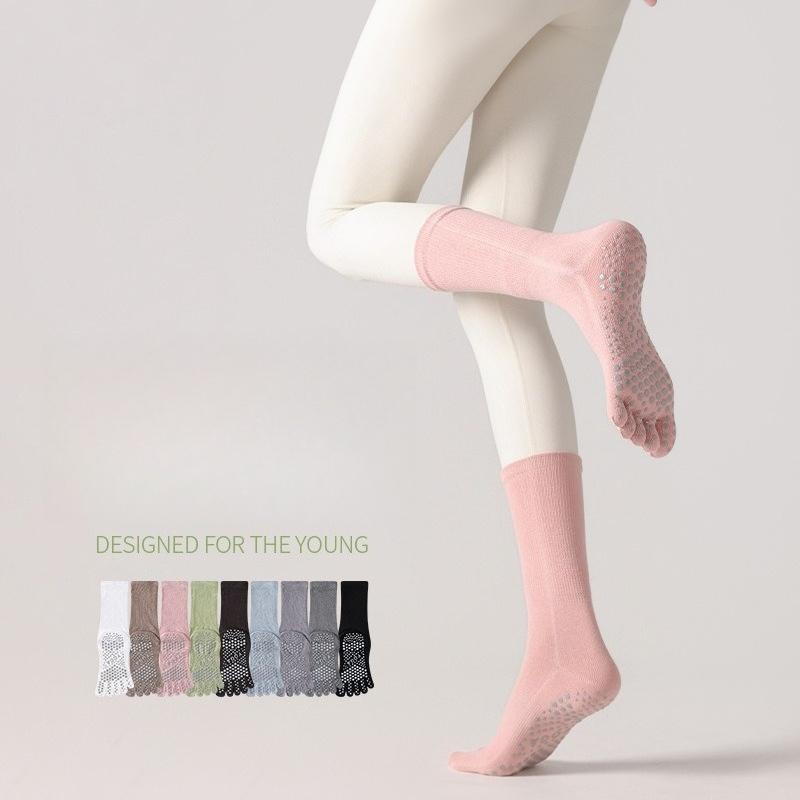 Five-finger Yoga Socks Women's Cotton Split-toe Pilates Socks Antibacterial Floor Socks Sports Tube Socks Individually Packaged