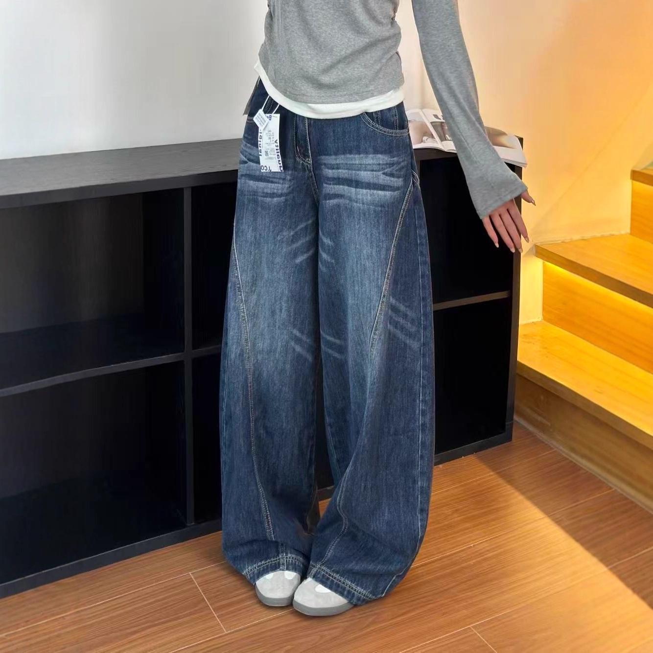 

2025 Winter Retro Washed Scythe High Street Wide-Leg Jeans: Women s Loose, Flaw-Covering, Slimming, Straight-Leg, Floor-Length Pants. M