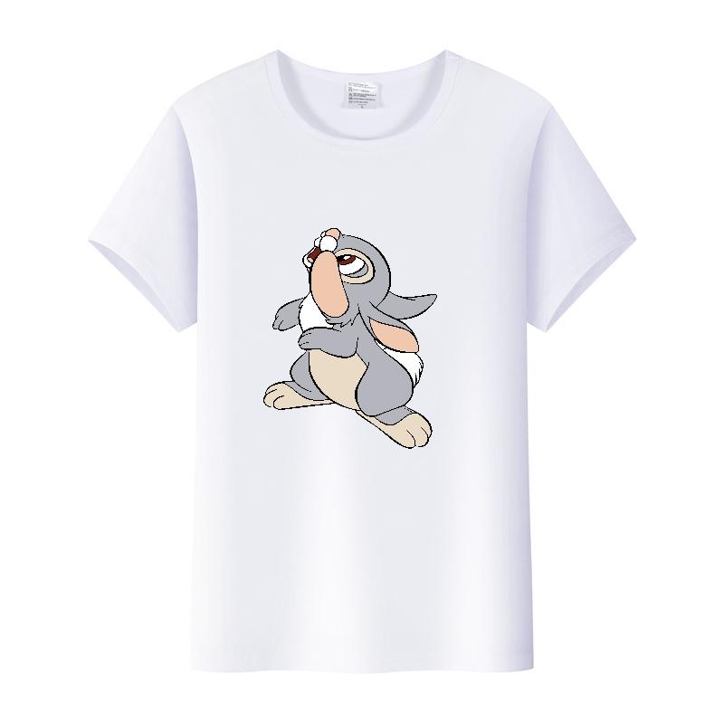 Kawaii Clothes Y2K Tshirt Plus Size Tops Unisex Cartoon Bambi Thumper Graphic T-shirt Summer Blouses White Tees