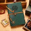 Large Pirate Leather Cover Retro Loose-Leaf Notebook with Multicolor Strap
