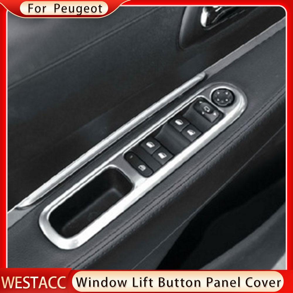 4Pcs ABS Chrome Car Window Lifter Button Panel Cover Decoration Sticker Trim for Peugeot 3008 2013 2014 2015 2016