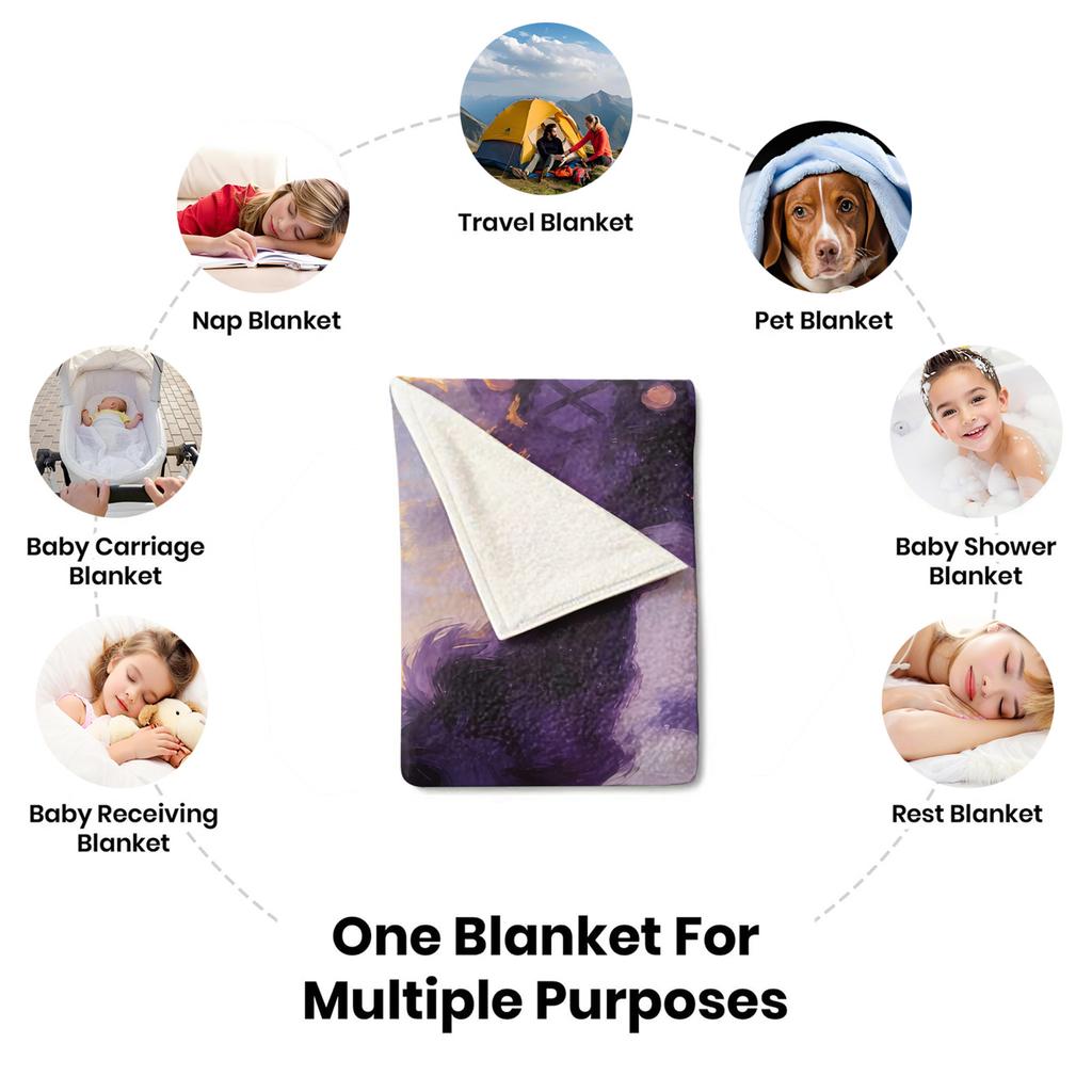 Sanrio Kuromi Magic Witch Blanket Starry Sky Oil Painting Printed Flannel Throw Blanket Multi-use Nap Blanket for Dorm Home