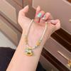 Retro Rocking Horse Pearl Necklace with Colorful Enamel - Luxurious Clavicle Chain