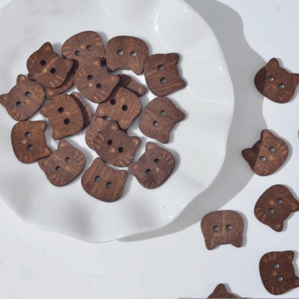 20 Pcs Bear Cat Shape Buttons Wooden Sewing Buttons Creative Projects Fish Buttons Clothing Sewing