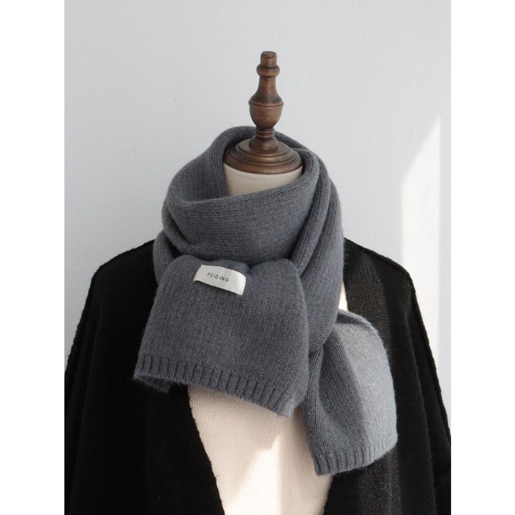 Cachecol de Fio Tricotado Cor Sólida Estilo Coreano para Mulheres, Outono e Inverno, Imitação de Caxemira, Cachecol Pequeno Quente de Inverno para Homens