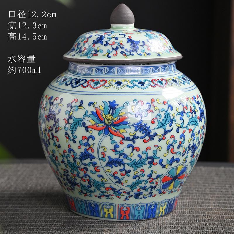 Blue and white porcelain tea jar retro ceramic storage jar household sealed jars moisture-proof general jars tea warehouse can